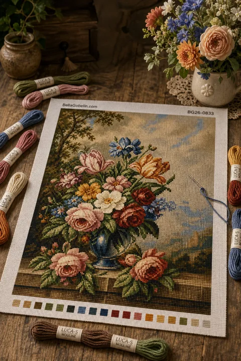 Old-style still life gobelin