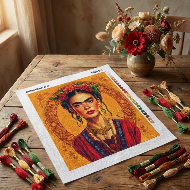 Frida Kahlo portrait in the style of Alphonse Mucha. – FR24-014