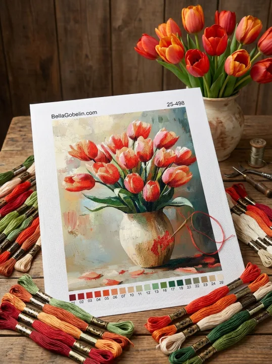Tulipanbuketter i vase