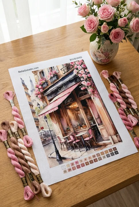 Parisian café with flowers