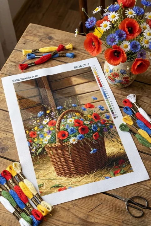 Flower basket in a country style – BG26-0272