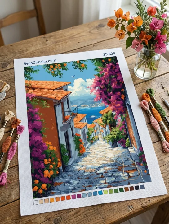 Calle mediterránea con flores – 25-539