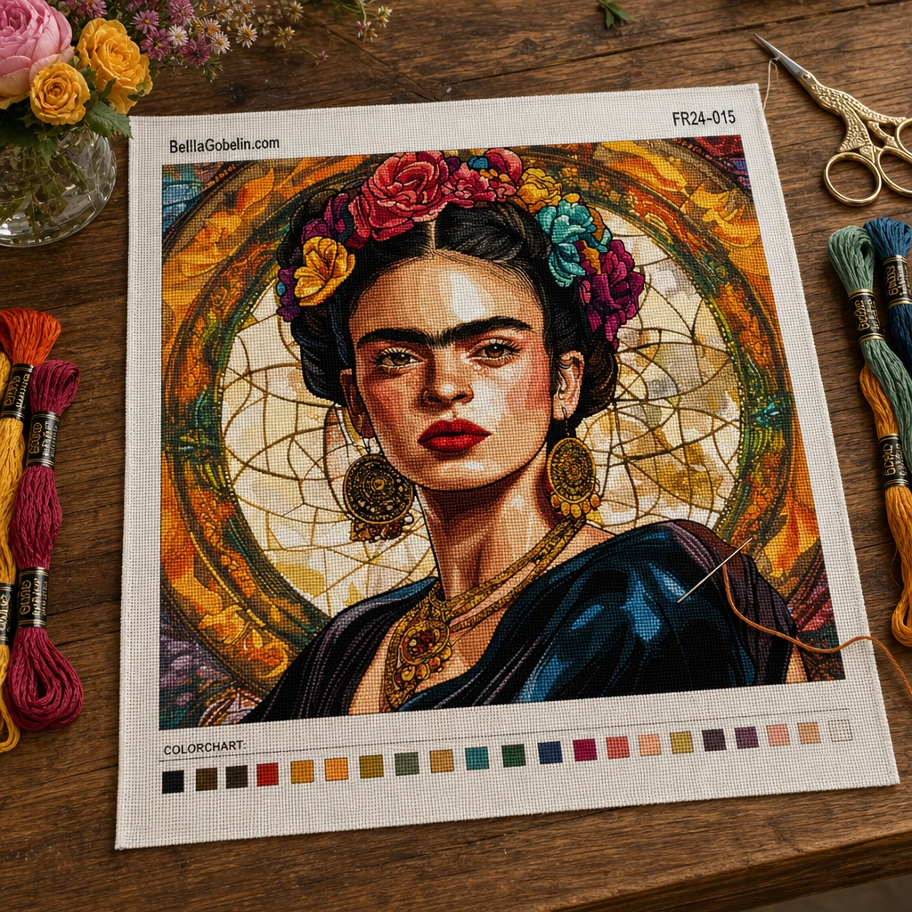 Retrato de Frida Kahlo en el estilo de Alphonse Mucha. – FR24-015