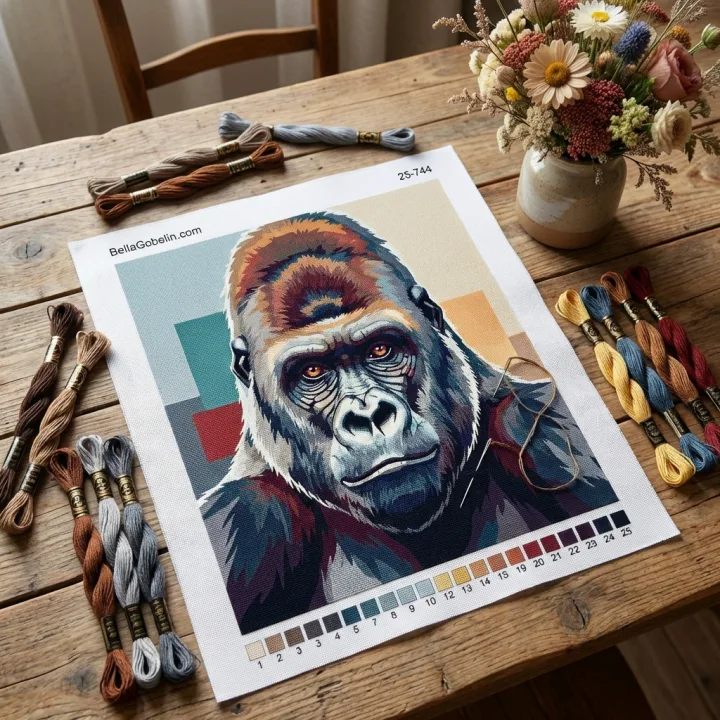 Gorillachtaí needlepoint