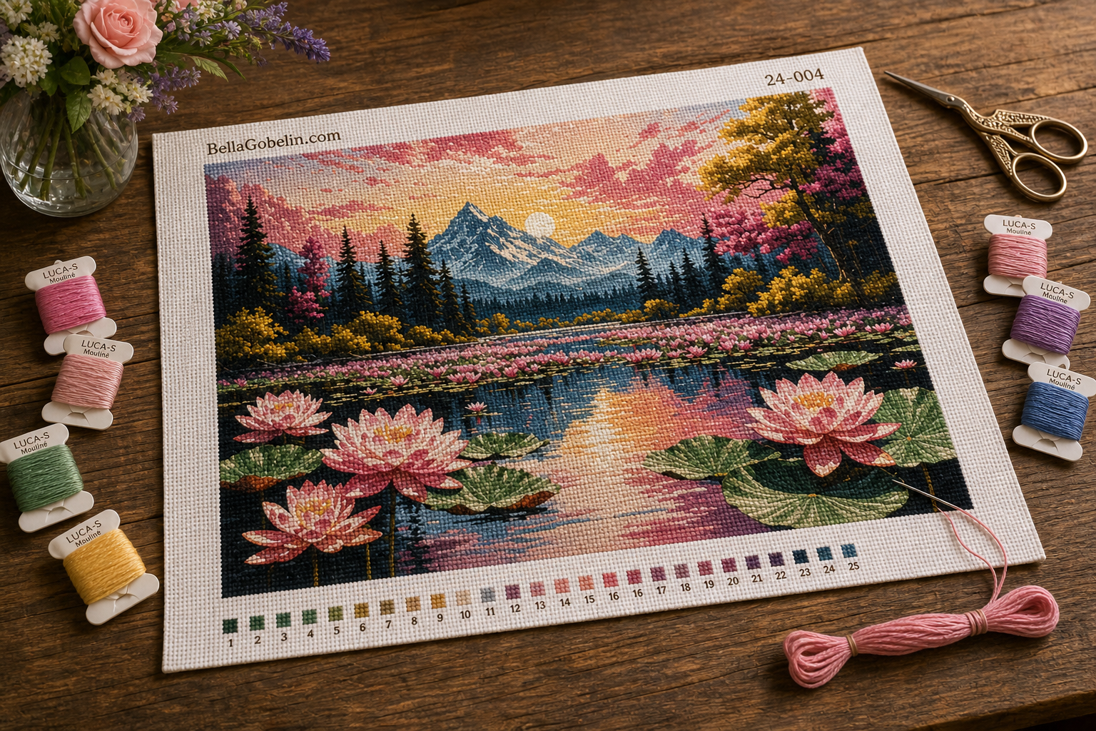 Water lilies in the mountain lake