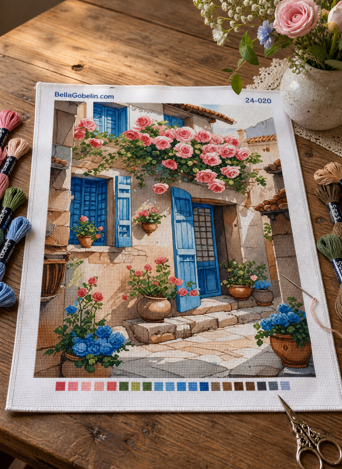 Mediterranean street with flowers – 24-020