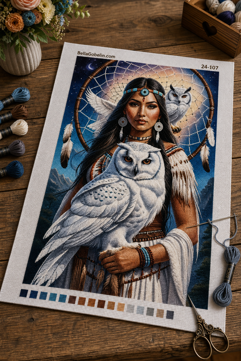 Indian girl with a white owl