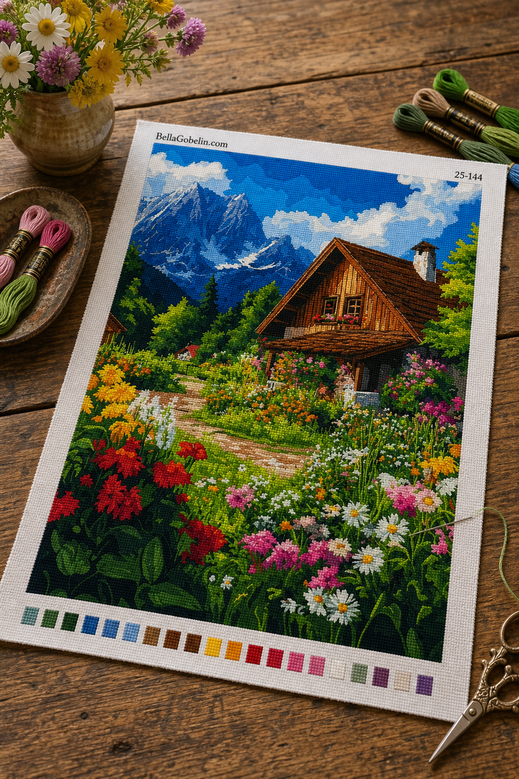 Forest cottage with a wonderful flower garden
