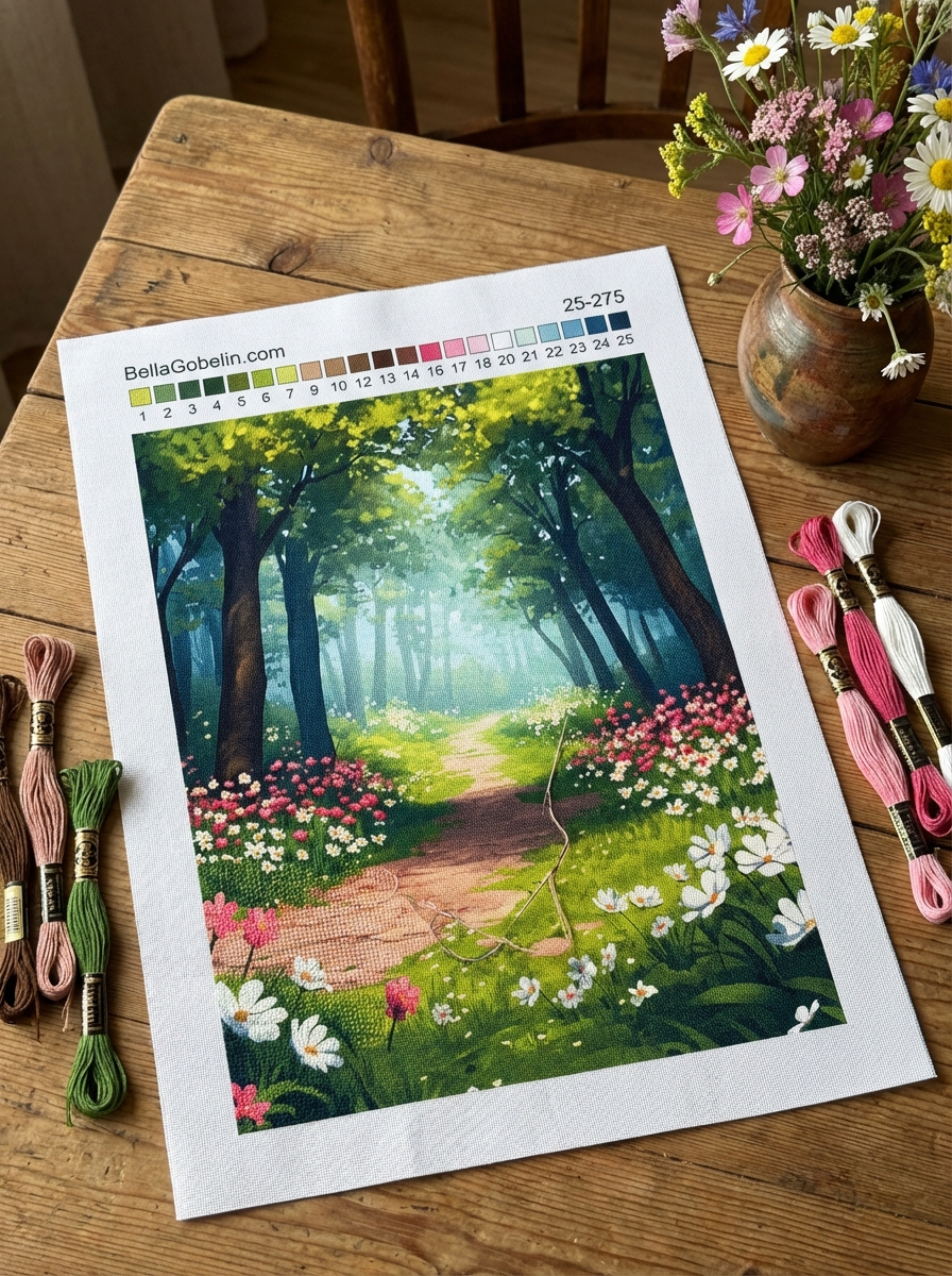 Blomsterfyldt skovsti