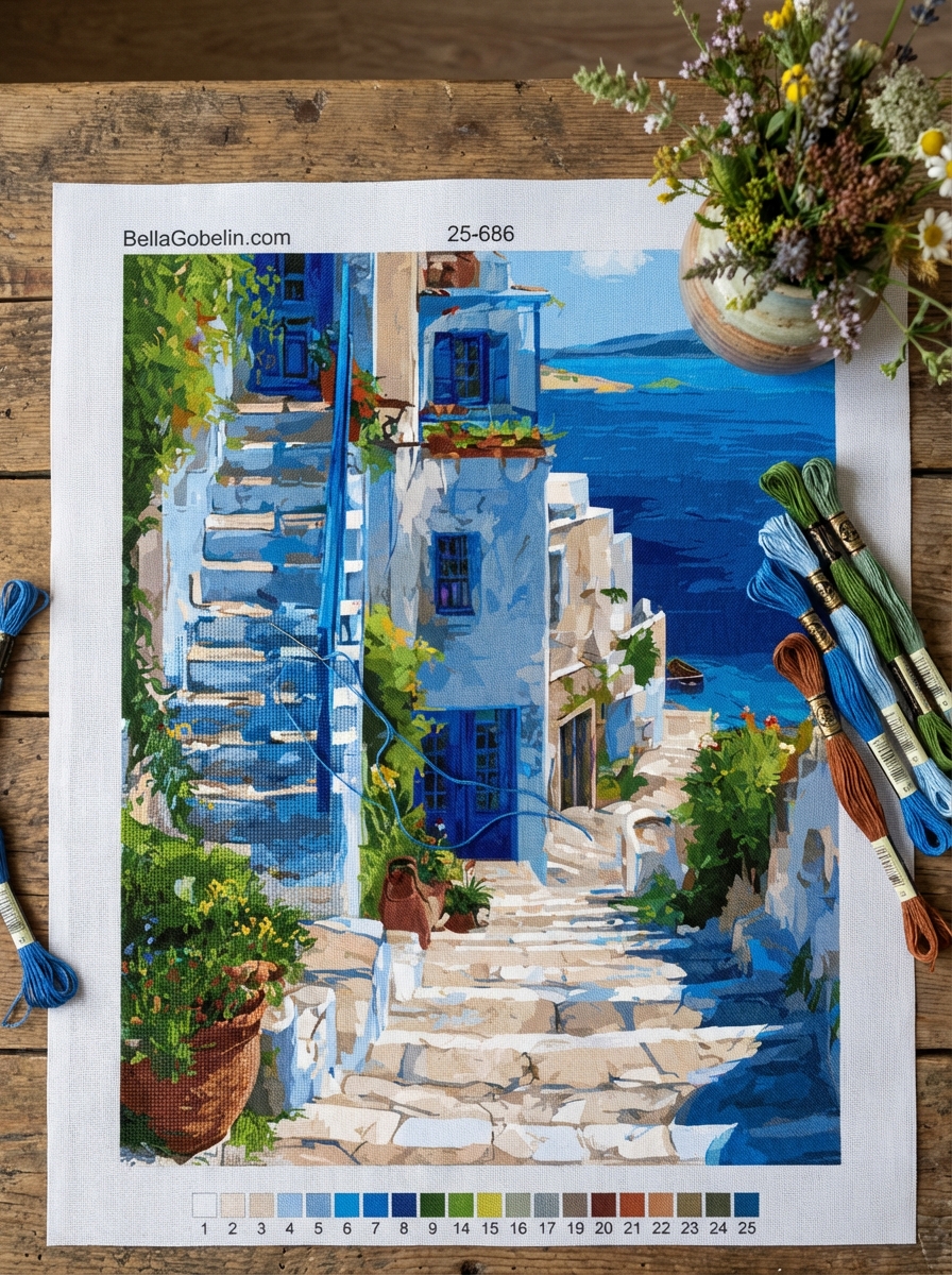 Paisaje de estilo tapiz griego – 25-686