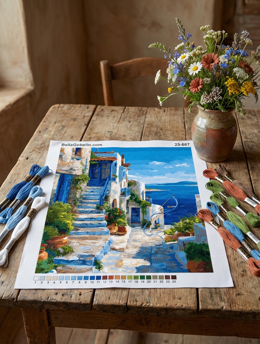 Paisaje de estilo tapiz griego – 25-687