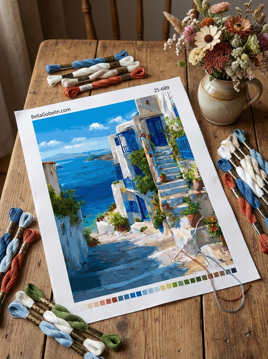 Paisaje de estilo tapiz griego – 25-689