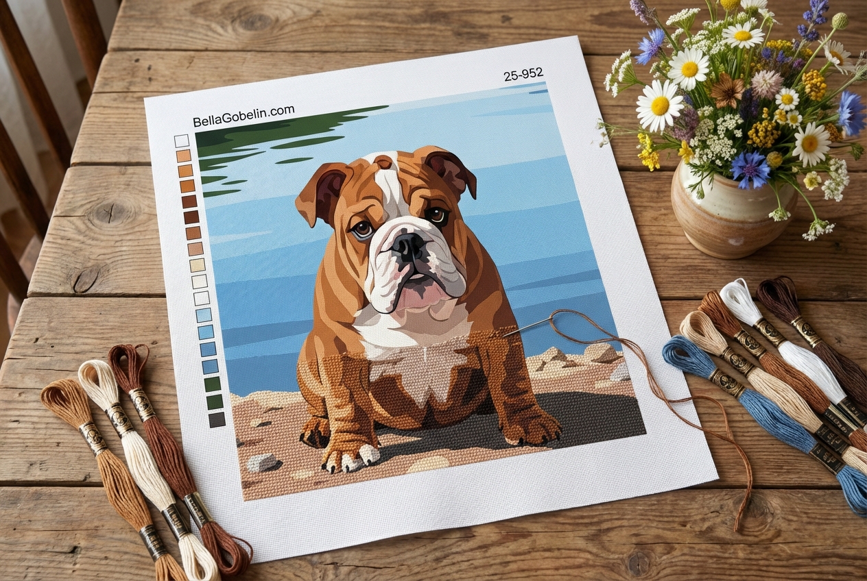 English Bulldog by the lake – 25-952