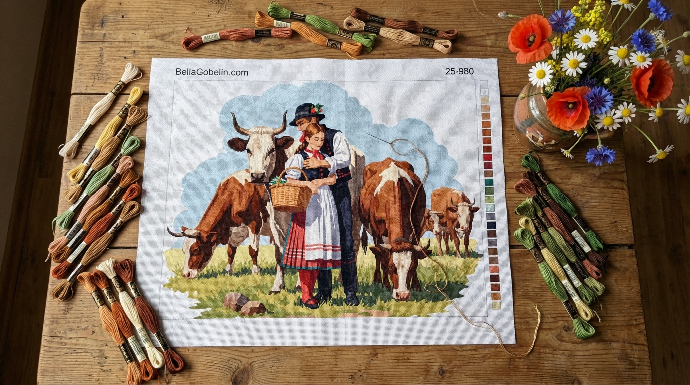 Romance in the pasture — Gabion tapestry