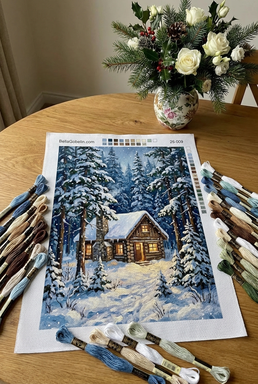 Winterlandschaft am ursprünglichen Häuschen