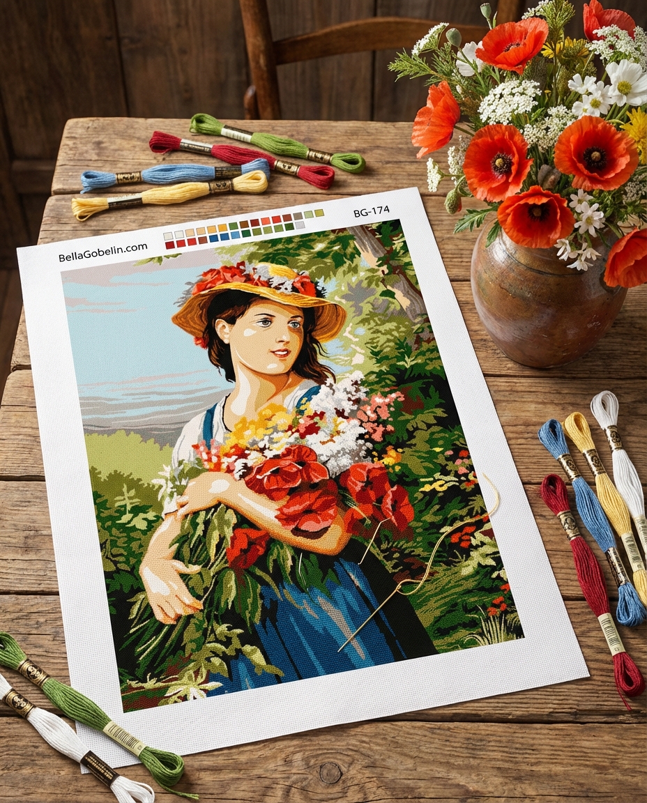 The girl with the bouquet