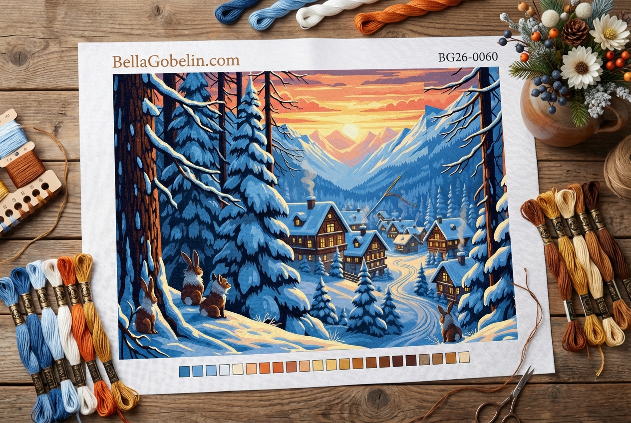 Winterlandschap met huizen
