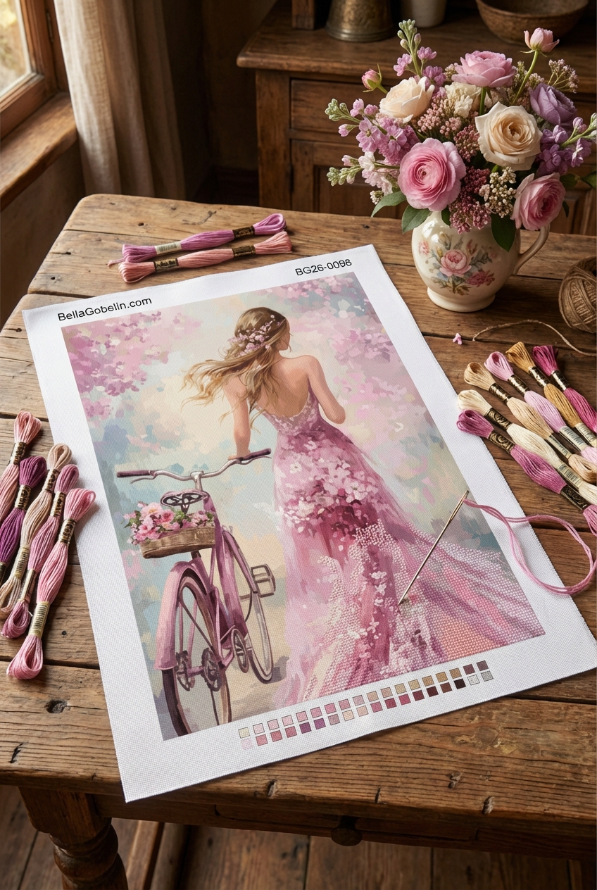 Blumenmädchen mit Fahrrad