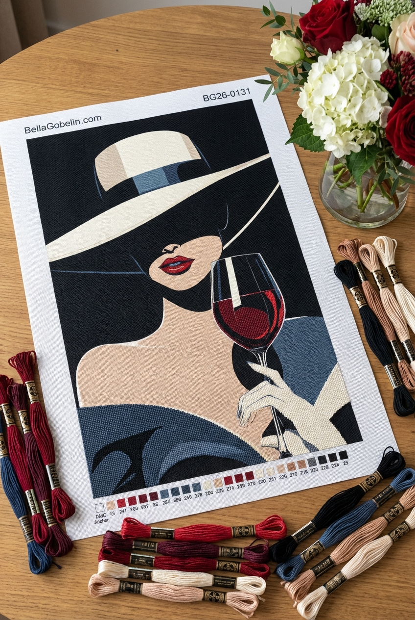 Donna elegante con un calice di vino