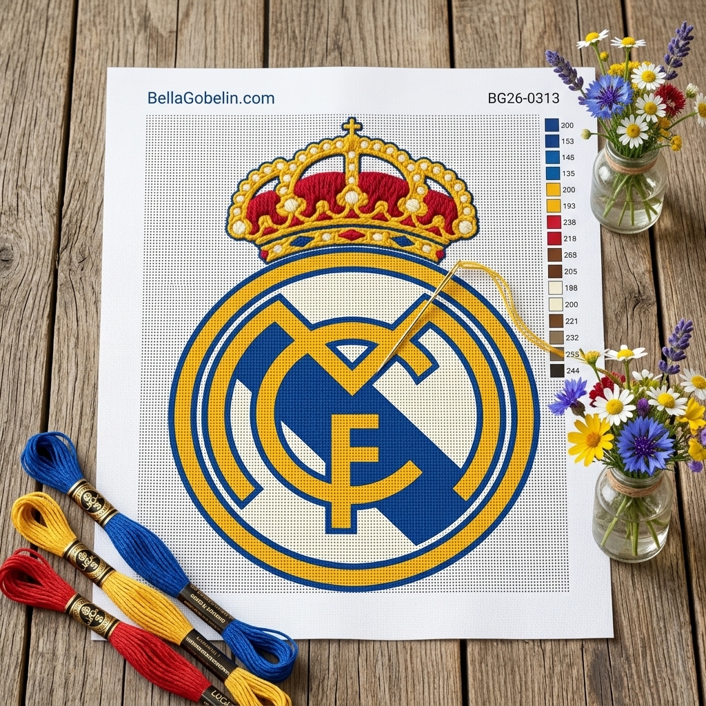 Real Madrid emblem with a blue background