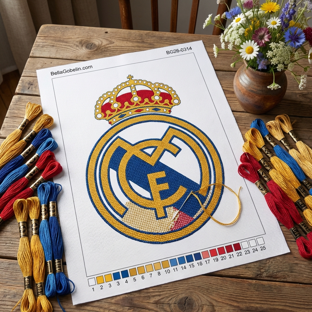 Real Madrid -logo valkoisella taustalla