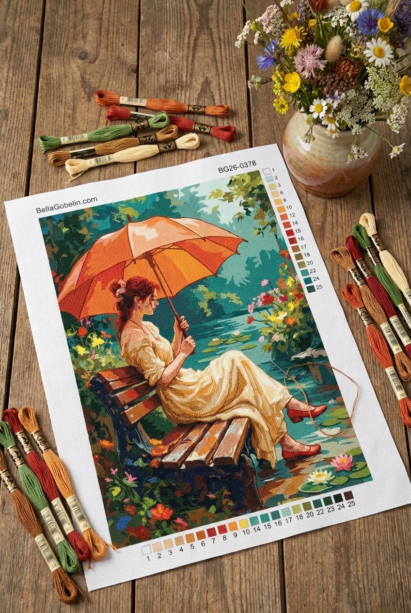 Mara b'umbrella fil-park