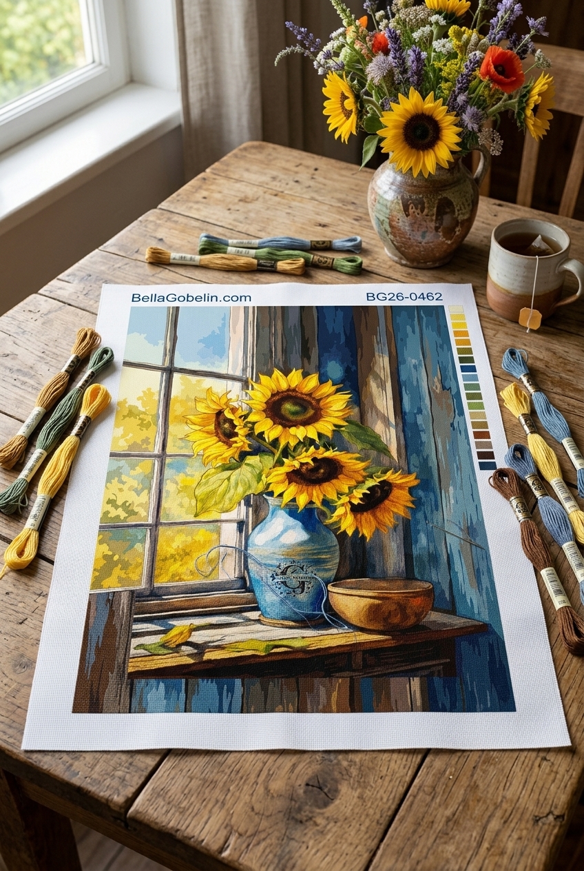 Sunflowers in the needlepoint