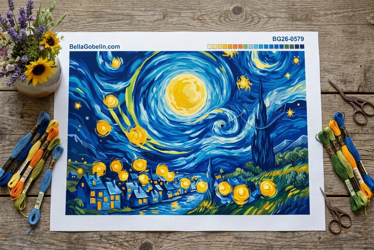 Vincent van Gogh - The Starry Night needlepoint replica