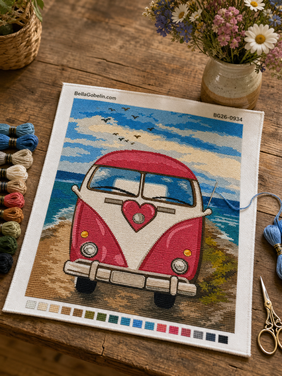 Pink companion on the beach