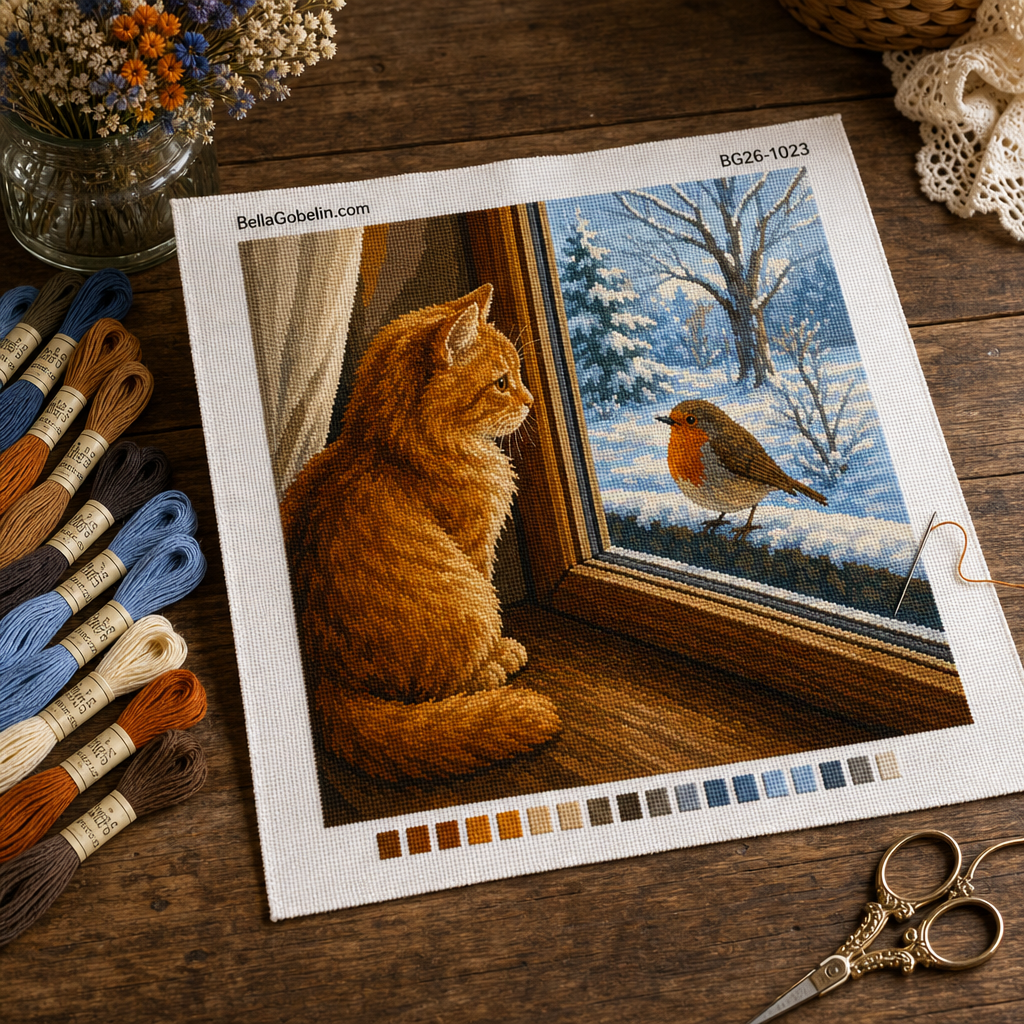 Gatto e pettirosso