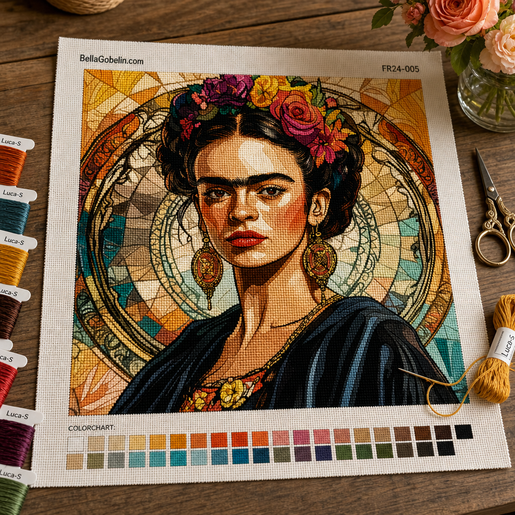 Frida Kahlo -portrai Alphonse Muchan tyyliin – FR24-005