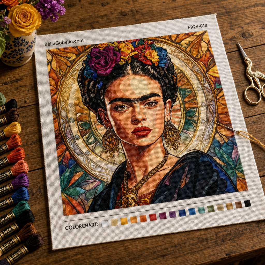 Frida Kahlo -portrai Alphonse Muchan tyyliin – FR24-018