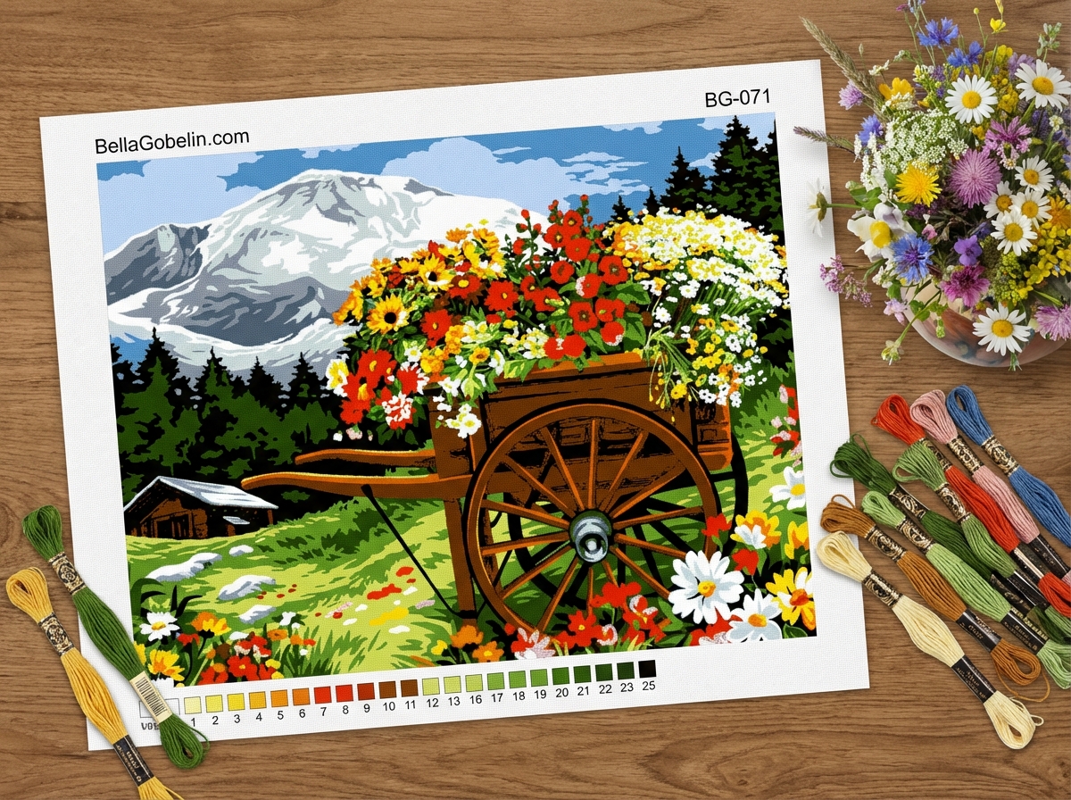 Cart with flowers