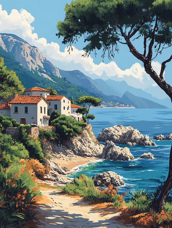 Mediterrán városka a tengerparton – 25-536