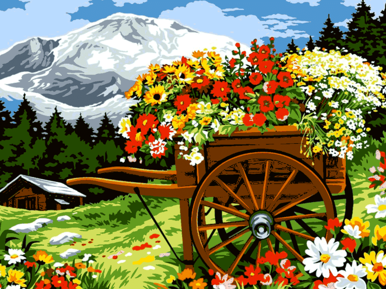 <div class='list-title'>Cart with flowers</div><div class='list-plustitle'>needlepoint kit</div>