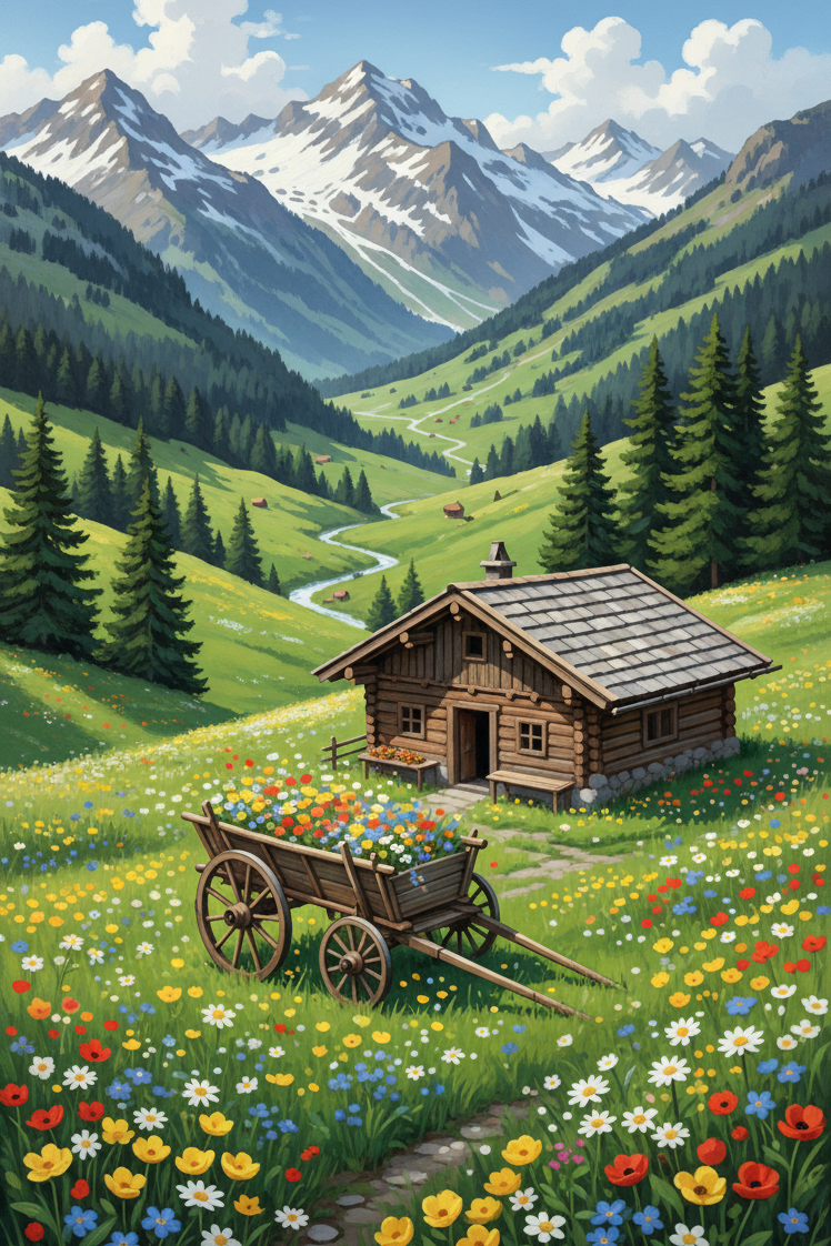 Alpesi táj virágos réttel – BG26-0230