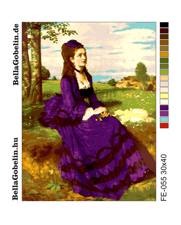 <div class='list-title'>The woman in a purple dress</div><div class='list-plustitle'>needlepoint kit</div>