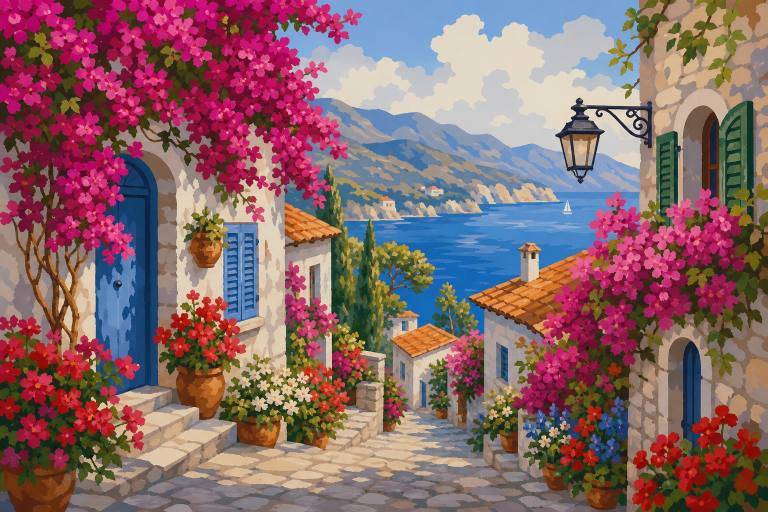Mediterranean flower street