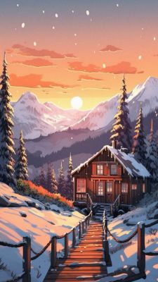 Winterabend in den Bergen