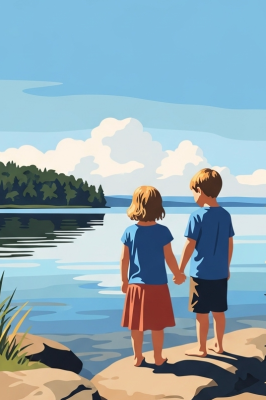Kinderen bij het meer – 25-1039