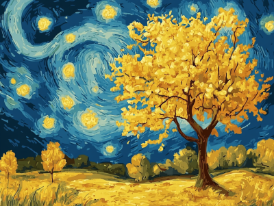 Paesaggio serale in stile Van Gogh