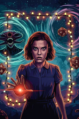 Stranger Things - Eleven portret ta' needlepoint