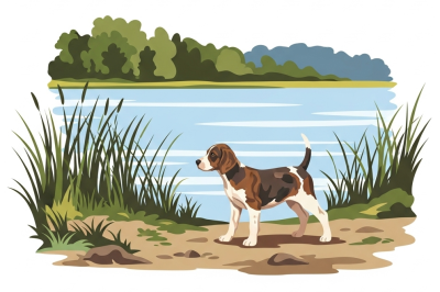 Ritratti di cani - Beagle al lago
