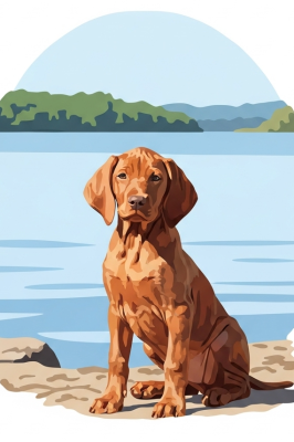 Hundeportrætter - Vizsla ved søen