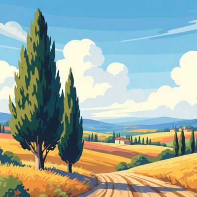 Cypress trees in Tuscany – 25-969