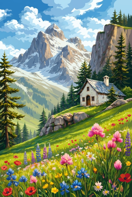 Alpine landscape with a flower meadow – BG26-0549