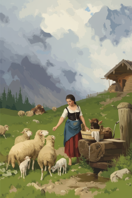 Paysage alpin avec une laveuse