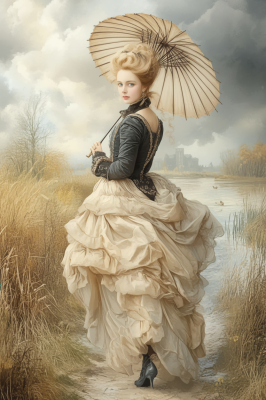 Elegante Dame mit einem Regenschirm