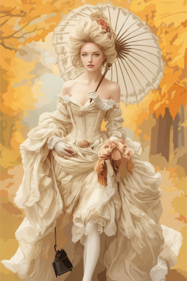 Romantic lady in an autumn landscape