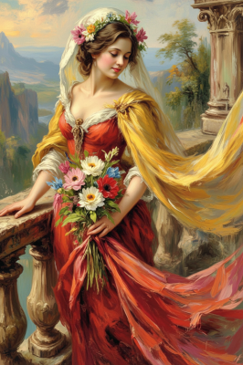 Romantische Frau mit Blumen